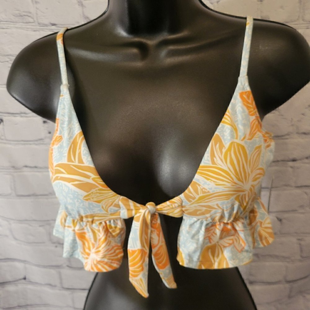 Roxy Juniors Island in the Sun Printed Blue Bikini Top